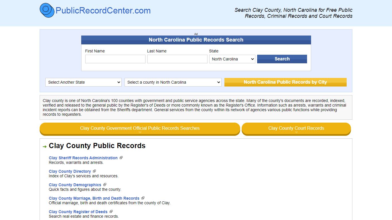 Clay County North Carolina Free Public Records - Court Records ...